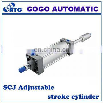 Double shaft double acting pneumatic piston cylinder / adjustable stroke pneumatic cylinder