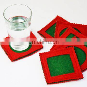 Red Color Heat Resistant Set of 10 Felt Coffee Cup Coaster Acrylic Coasters With Napkins photo-3
