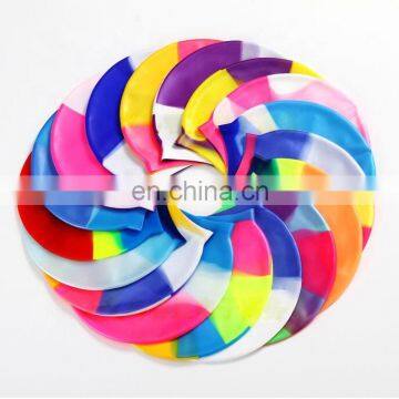 Wholesale coloful silicone swim cap19colors patchwork swimming head cap