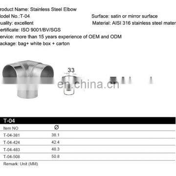 Stainless Steel Handrail Connector 3 Way Corner Union Elbow 90 Degree photo-7