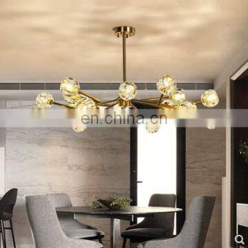 modern beautiful home decor e27 white crystal ceiling pendant light with gold frame