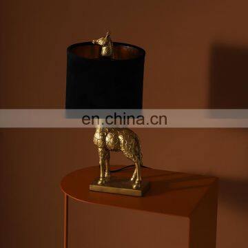 Creative Small Giraffe Resin Animal Base Home Decoration Black Lampshade Luxury Gold Desk Lights for Living Room photo-2