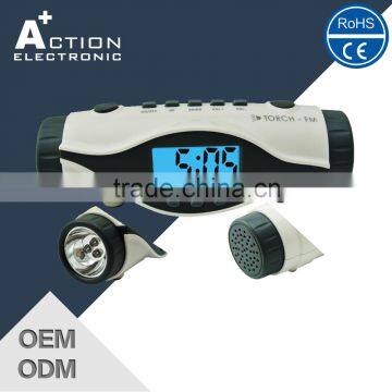 Digital LCD FM Raido Clock with Torch