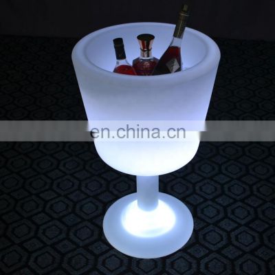 Plastic beer wine vodka champagne rechargeable flashing led ice bucket for promotion