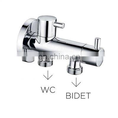 Hot selling 2 outlet 3 way angle cock valve toilet bathroom valve angle