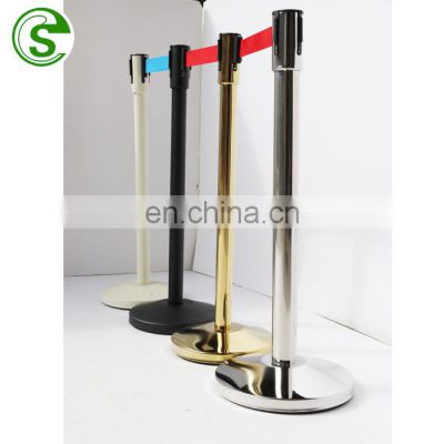 Crowd control barrier set retractable belt barrier queue stanchions