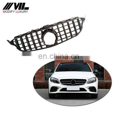 For Camera GT Grille for Mercedes Ben z  C W205 C250 C43 AMG 2019 Black