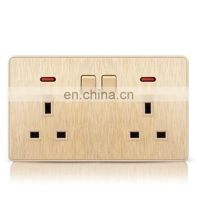 UK Standard 13A Home Wall Power Socket Outlet, LED Indicator,146mm*86mm,On-Off Control,PC Panel