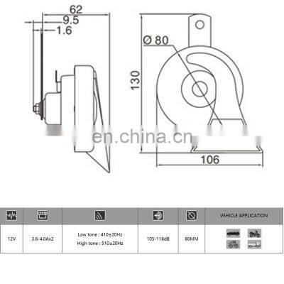 SP104007 Waterproof Universal Car Electric Snail Horn Kit for Any 12V Vehicles Black photo-3
