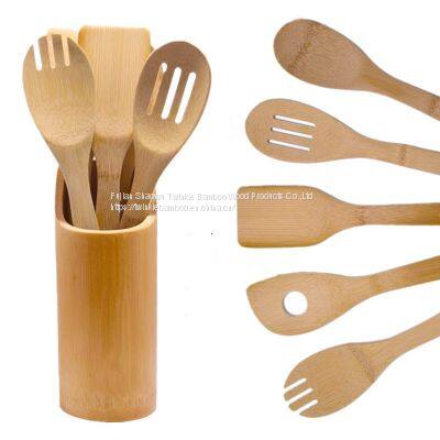 Halloween Bamboo Kitchen Utensil Set Burned/ Christmas Bamboo Wood Cooking Tool Engraved Utensils photo-4
