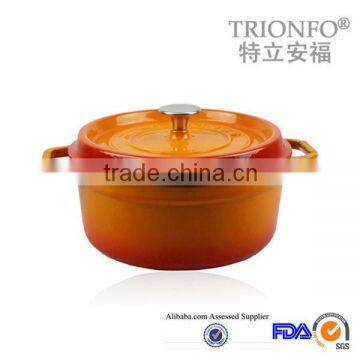 Trionfo orange pot pre-seasoned cast iron cookware enameled casserole hot pot