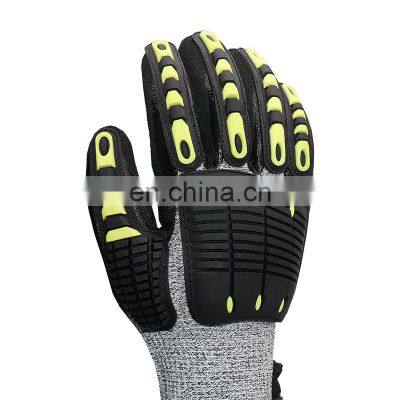 HY Anti Impact Anti Cut Safety Work Gloves with Sandy nitrile Coating tpr working gloves