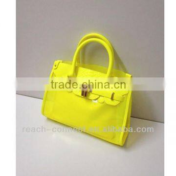 special fashion yellow pvc bags leather clear pvc travel bag