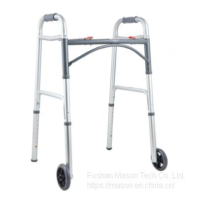 Rollator Walker Arc Shape Dual Button Folding Walker with 2 Wheels