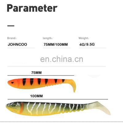 JOHNCOO Soft Bait Crazy Shiner Fishing Lure 75mm 100mm Soft Bait Silicone Bass Pike Minnow Swimbait Plastic Shad Lure