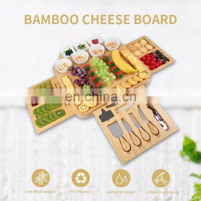 100% Bamboo Large Charcuterie Board Cheese Board and Knife Set photo-4