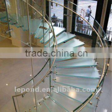 spiral shape glass staircase