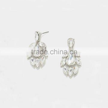 CRYSTAL RHINESTONE PETAL TEARDROP EVENING EARRINGS photo-4