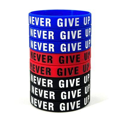 Factory Wholesale Hot Sale NEVER GIVE up Inspirational Custom Rubber Wristband photo-2