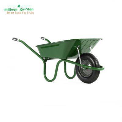 65L Heavy Duty Construction Trolley Wheelbarrow with Metal Tray Air Wheel