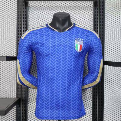 2627 Italy Home Player Version Jersey New Style USA, Canada, Mexico World Cup Soccer Shirt Long Sleeve Men's Blue Adult Sports Team Uniform