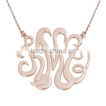 Monogram Necklace Designed Stainless Steel Rose Gold Plated Monogram Necklace