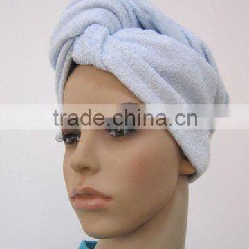 10016 100% cotton hair wraps towel drying bath spa head cap turban