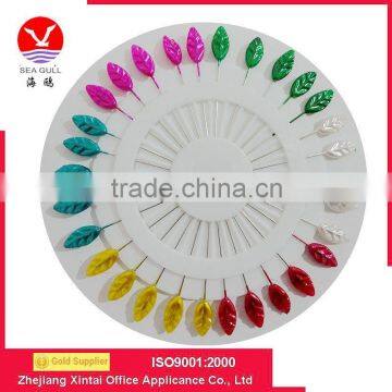 Wholesale Color Leaf Shape Plastic Head Straight Push Pin