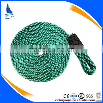 high quality pp solid braided fender rope line with stitched eye