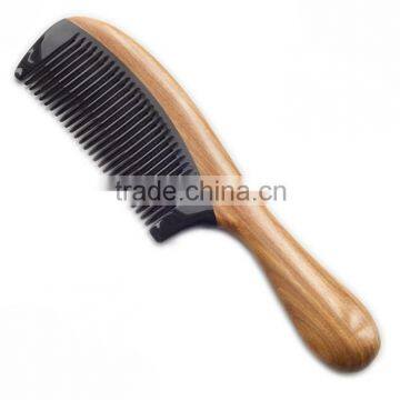 Handmade 100% Natural Ox Horn Green Sandalwood Wood Comb