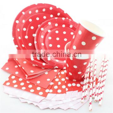 Red Polka Dot Design Party Paper Tableware for Birthday Bridal Shower