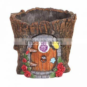 Fairy Decor Flower pot Garden Gnome House Tree Stump Planter