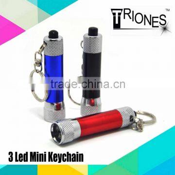 (120400) Wholesale mini aluminum alloy 3led keychain flashlight