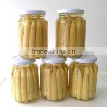 fresh canned baby corn whole in glass jar