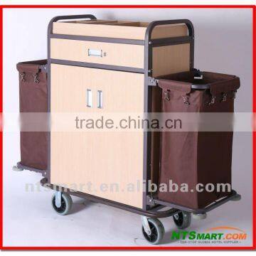 Multi-purpose Hotel Housekeeping Maid Cart Trolley/wood housekeeping carts/Housekeeping cleaning trolley service carts