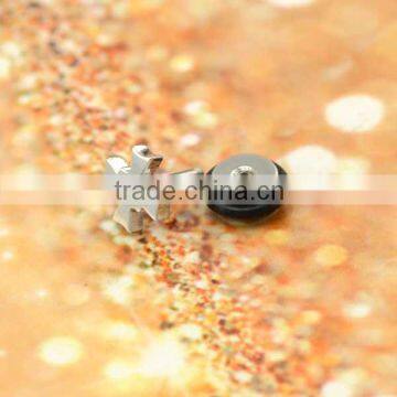 Cross Shape Earring Stud Surgical Steel Piercing Earring for Ladies photo-2