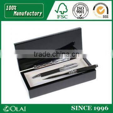 Deluxe glossy black wooden pen box