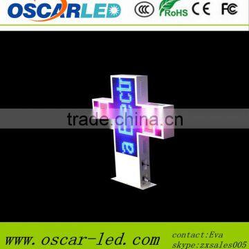 High Quality P10RGB DIP Led Pharmacy Cross Display Signs IP65 Waterproof /3D High quality LED Pharmacy cross