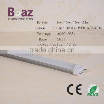 Isolated internal driver 2g11 led light tube led ce rohs led lighting 24W 2g11 led tube 100lm/w 2g11 tube