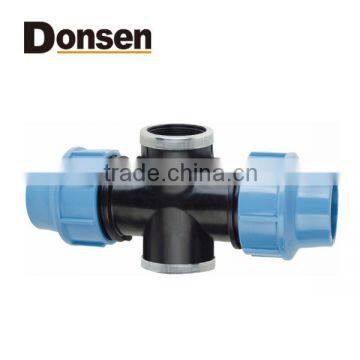 2014 FEMALE TEE WITH PEG FITTING PP COMPRESSION FITTINGS