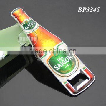 Vietnam Saigon Souvenirs Promotion Beer Bottle Shaped Printing Stainless Steel Metal Beer Opener Custom