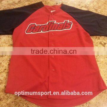 Button Shirts contrast red and black Baseball Jersey