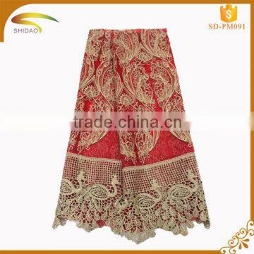 chantilly Red colour new fashion embroidery designs lace fabric wholesale dresses and clothes fabric