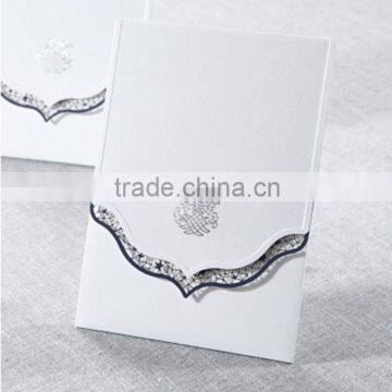 Classy & elegant pocket wedding invitations with laser card border for wedding