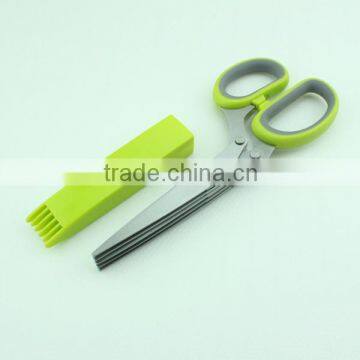 Stainless Steel 5 blades Herb Shears With Cleaning Comb Cover