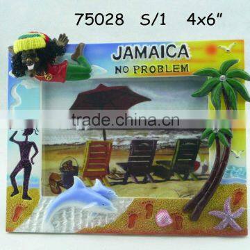 polyresin photo frame JAMAICA rasta palm tree and dolphin design