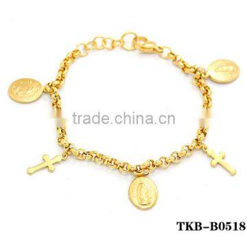 rosarios catholic beads bracelet gold stainless steel jewish rosary handmade customize gold charm cross