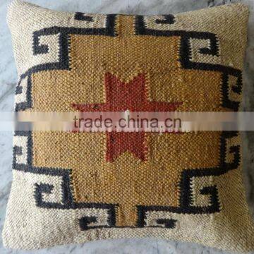 Indian Kilim Cushion Cover 18X18 Pillows Boho Ethnic Shams Jute Pillow Cases photo-2