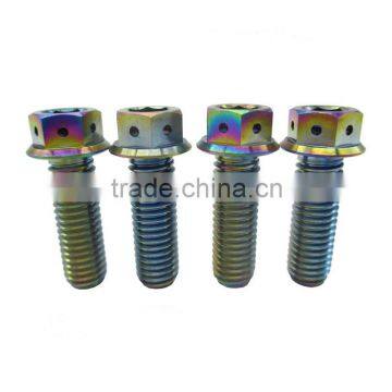 machined Ti64 Titanium Anodized Bolts Motorcycle Titanium Hex Flange Bolt