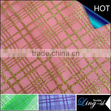 Polyester Tulle Metallic Printed Fabric for Decoration and Dress DSN 390